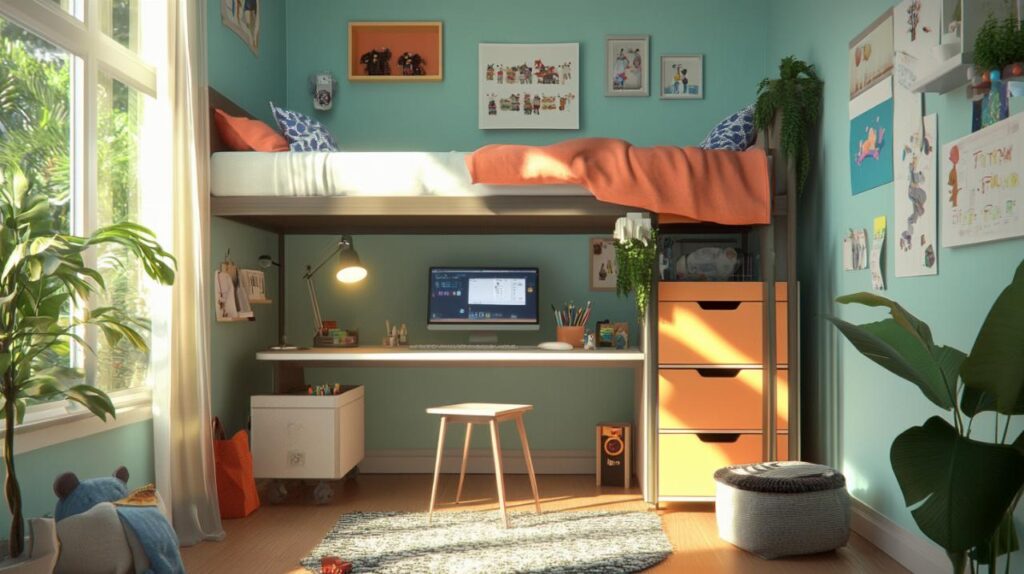 Comment choisir un lit-bureau en mezzanine pour une chambre d’enfant : confort et fonctionnalité